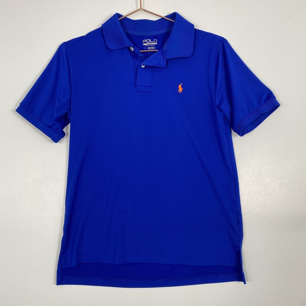 Polo Sport Ralph Lauren‎ Polo Shirt Boys Large Blue Stretch Performance Pony